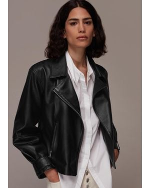 Whistles Ellis Balloon Sleeve Biker - Brown
