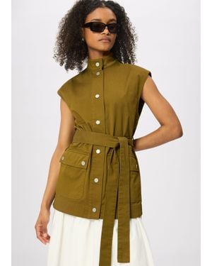 Whistles Sleeveless Safari Jacket - Green