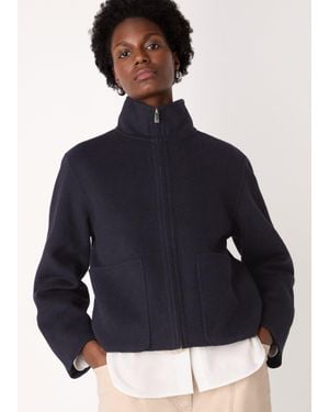 Whistles Funnel Neck Double Face Jacket - Blue