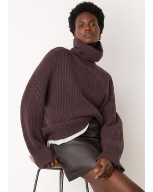 Whistles Heavy Gauge Roll Neck Knit - Brown