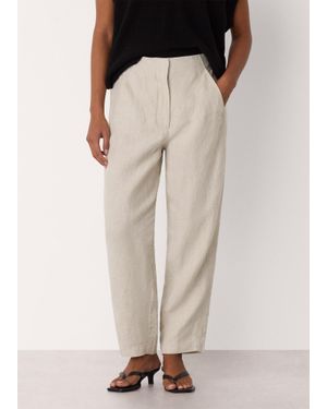 Whistles Petite Linen Barrel Trouser - Natural