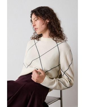 Whistles Wool Contrast Diamond Knit - Multicolour