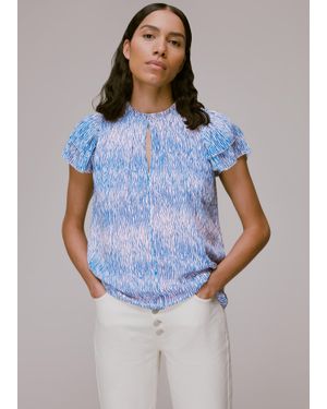 Whistles Tiger Dobby Blouse - Blue