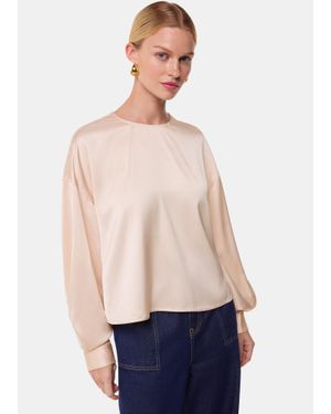 Whistles Demi Satin Blouse - Natural