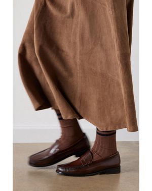 Whistles Striped Ribbed Socks - Brown
