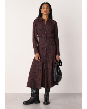 Whistles Zebra Collared Shirt Dress - Multicolour
