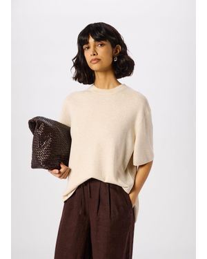 Whistles Fine Knit T-Shirt - Natural