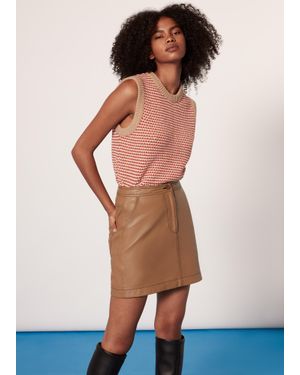 Whistles Stevie Leather Mini Skirt - Natural