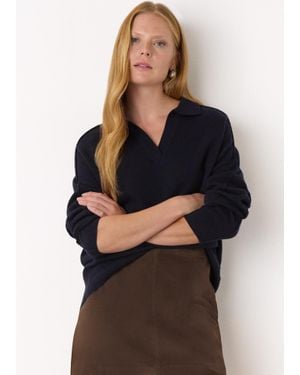 Whistles Wool Collar Neck Knit - Black