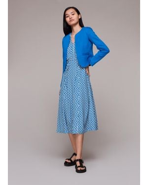 Whistles Collarless Jersey Jacket - Blue
