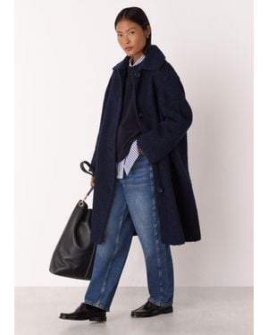 Whistles Petite Romy Boucle Coat - Blue