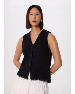 Whistles Cotton Boucle Fringe Tank - Black