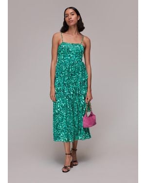 Whistles Watercolour Wildcat Tier Dress - Blue
