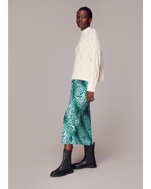 Whistles Brushed Leopard Bias Cut Skirt - Multicolour