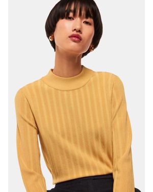 Whistles Ribbed Detail Crew Neck Knit - Orange