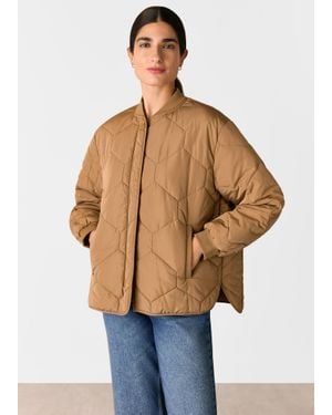 Whistles Ida Short Quilted Coat - Blue