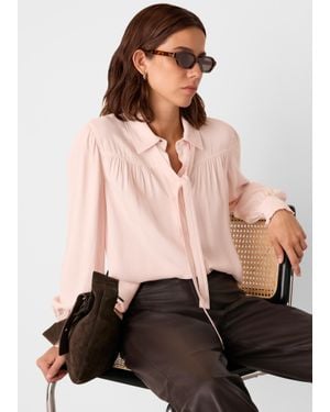 Whistles Tie Detail Crepe Blouse - Pink