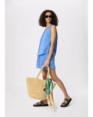 Whistles Linen Elasticated Short - Blue