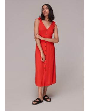 Whistles Hanna Tie Shoulder Dress - Red