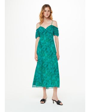 Whistles Diagonal Snake Bardot Dress - Green