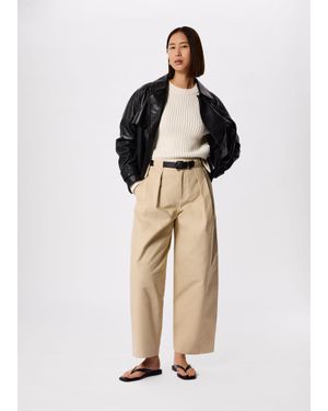 Whistles Cotton Barrel Leg Trouser - Natural