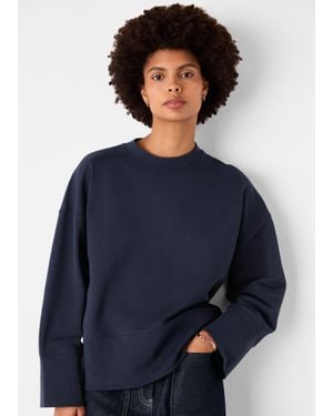 Whistles Rib Cuff Detail Jersey Sweat - Blue