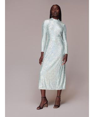 Whistles Minimal Sequin Midi Dress - Grey