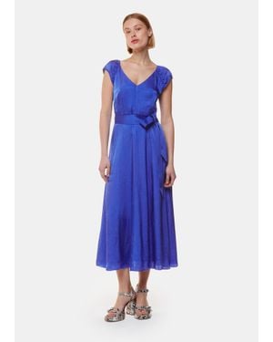 Whistles Arie Hammered Satin Midi Dress - Blue