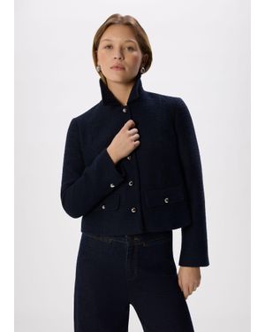 Whistles Cropped Boucle Jacket - Blue