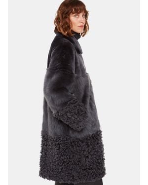 Whistles Cossma Shearling Longline Coat - Blue