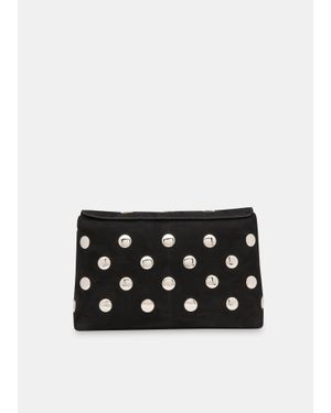 Whistles Fia Studded Foldtop Clutch Bag - Black