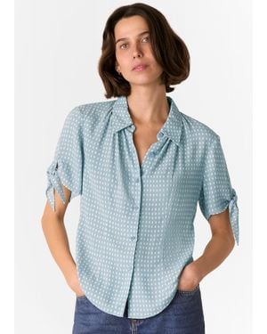 Whistles Oval Spot Tie Sleeve Shirt - Blue