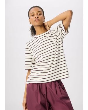 Whistles Fine Knit Stripe T-Shirt - Red