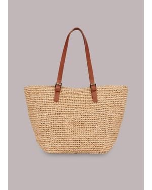 Whistles Teya Buckle Handle Straw Tote - Natural