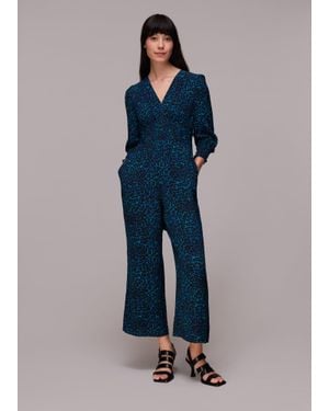 Whistles Forest Leopard Jumpsuit - Blue