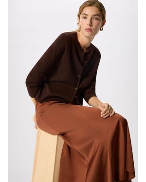 Whistles Panel Waist Satin Midi Skirt - Brown