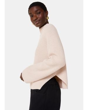 Whistles Wool Mix Side Detail Knit - Natural