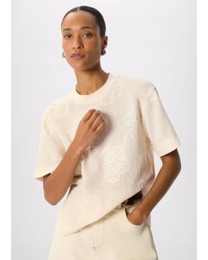 Whistles Textured Floral Jersey Top - Natural