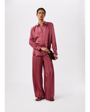 Whistles Stripe Satin Trouser - Red