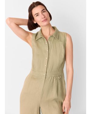 Whistles Ellis Western Linen Jumpsuit - Natural