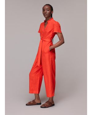 Whistles Emmie Linen Jumpsuit - Red