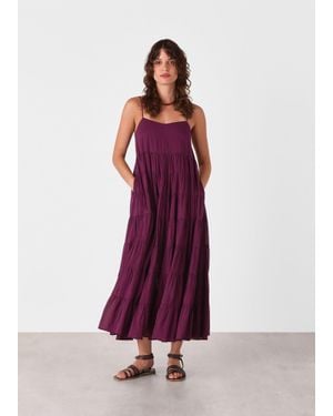 Whistles Cotton Tiered Maxi Sun Dress - Purple