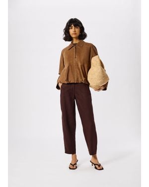 Whistles Petite Linen Barrel Leg Trouser - White