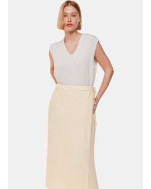 Whistles Linen Wrap Midi Skirt - White