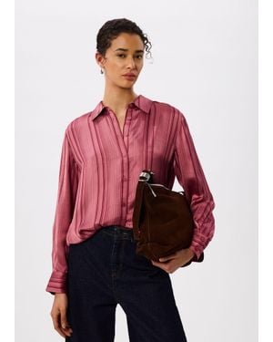 Whistles Satin Stripe Shirt - Red
