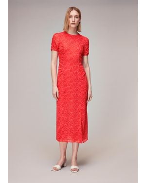 Whistles Diagonal Fleck Dobby Dress - Red