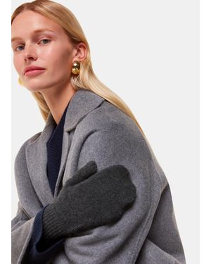 Whistles Cashmere Wool Blend Mittens - Grey
