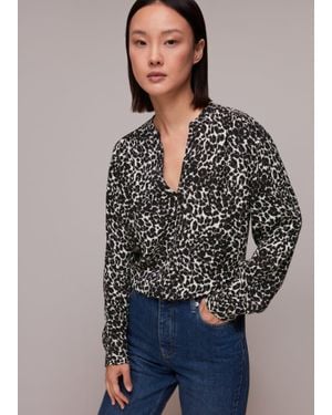 Whistles Shadow Leopard Print Blouse - Grey