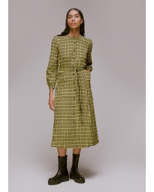 Whistles Nora Gingham Check Midi Dress - Green