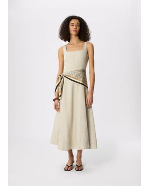 Whistles Fit And Flare Linen Dress - Natural